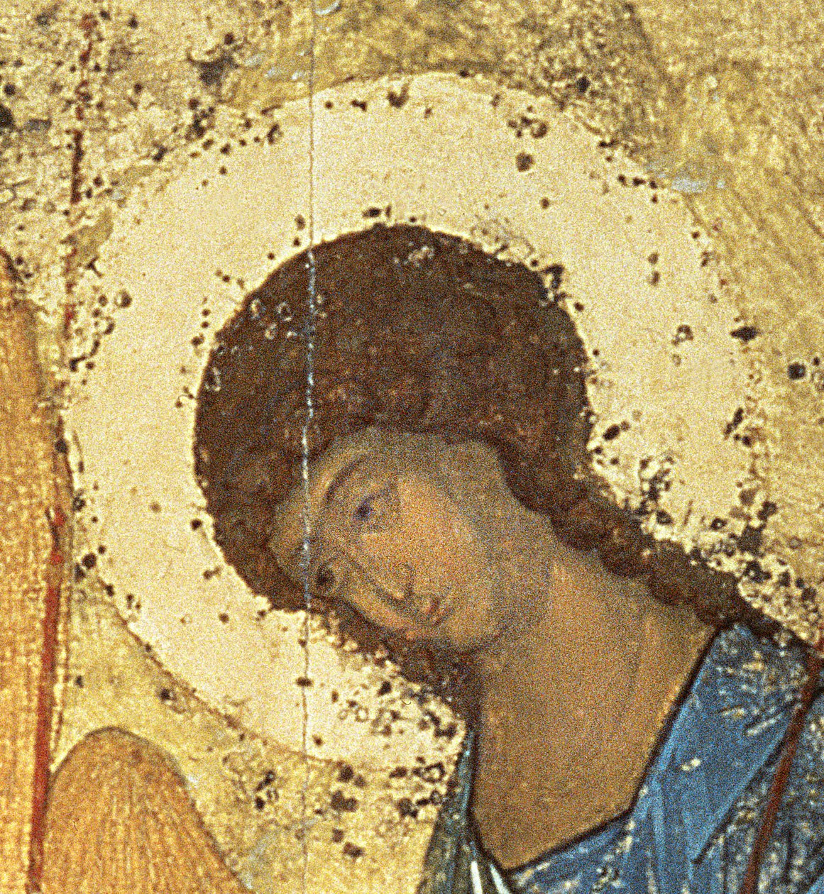 Detalhe da Santíssima Trindade, 1420 (têmpera no painel) (detalhe) (ver 39517) de Andrei Rublev
