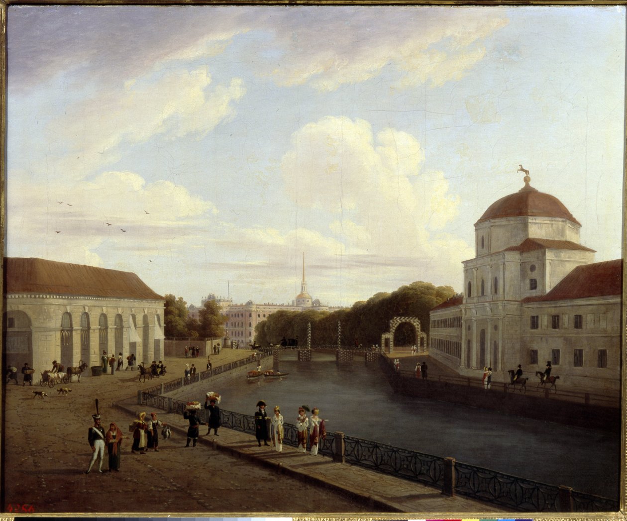 O Palácio de Michael em São Petersburgo. (O Palácio de Miguel em São Petersburgo). Pintura de Andrei Yefimovich Martynov (1768-1826), óleo sobre tela de Andrei Yefimovich Martynov