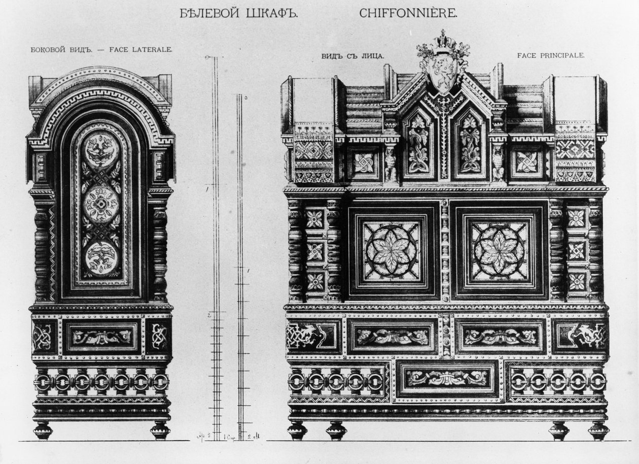 Design para um armário de linho, c.1870s de Andrej Leontevic Gun