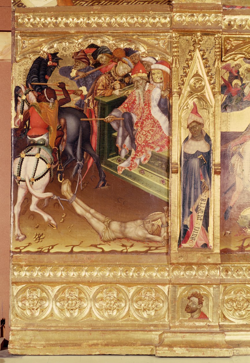 Retábulo de São Jorge, Valência, c.1420 (têmpera e dourada no painel de pinho) de Andres Marcal de Sas