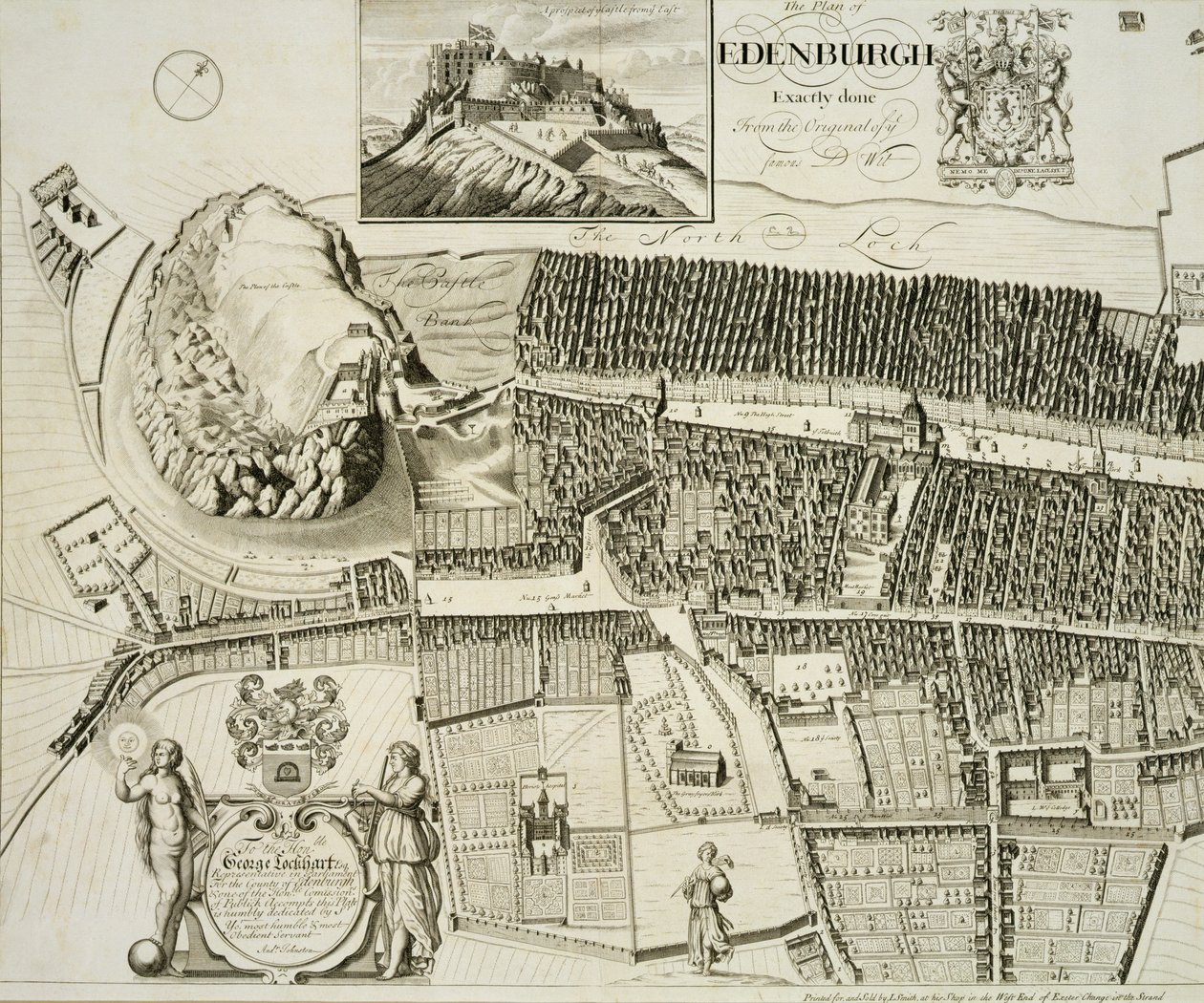 Plano de Edimburgo, pub. por John Smith (c.1652-1742) c.1710 de Andrew Johnston