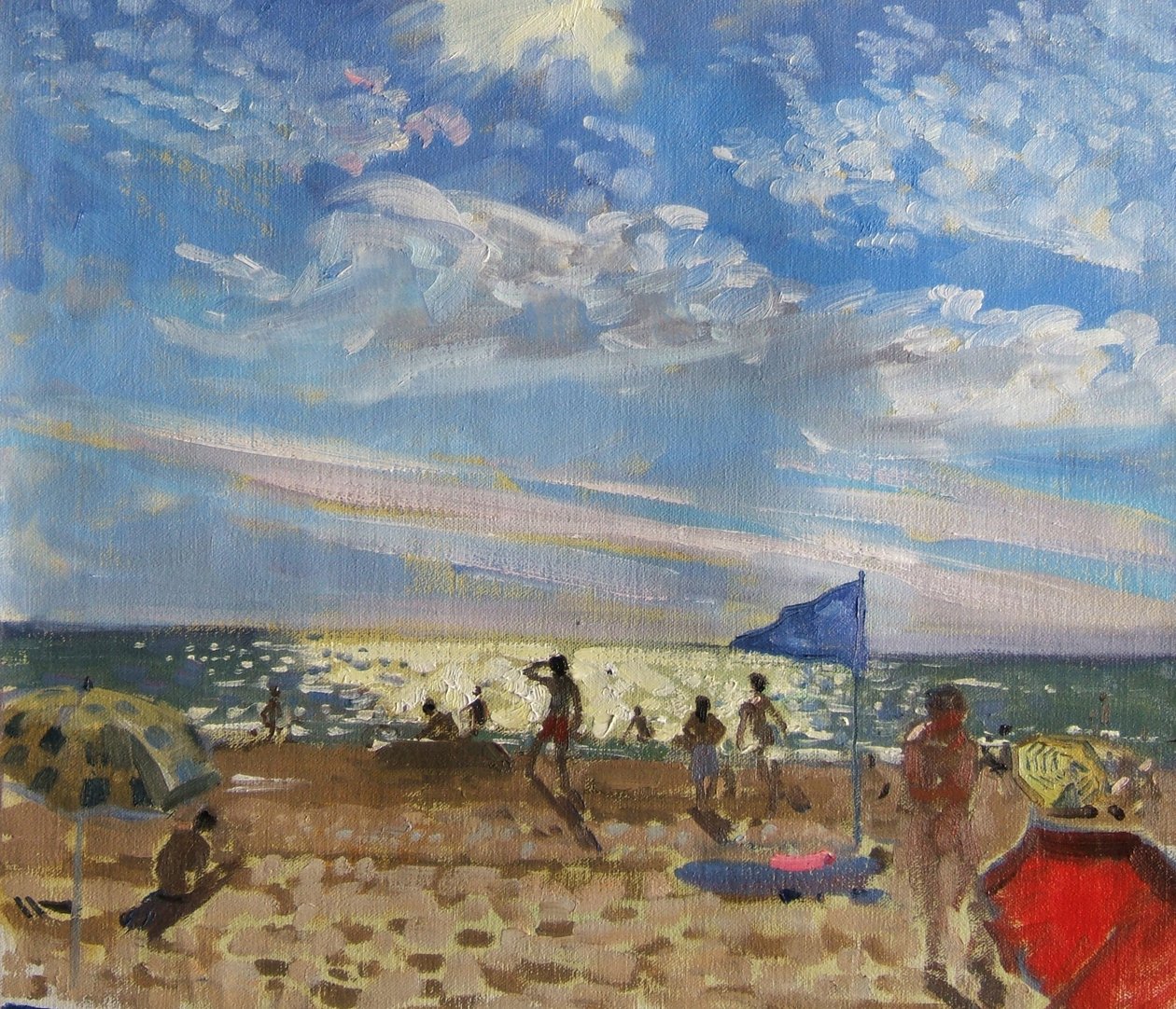 Bandeira azul e sombra do sol vermelho, Montalivet de Andrew Macara
