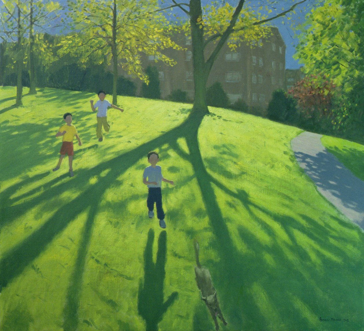 Crianças correndo no parque, Derby, 2002 de Andrew Macara