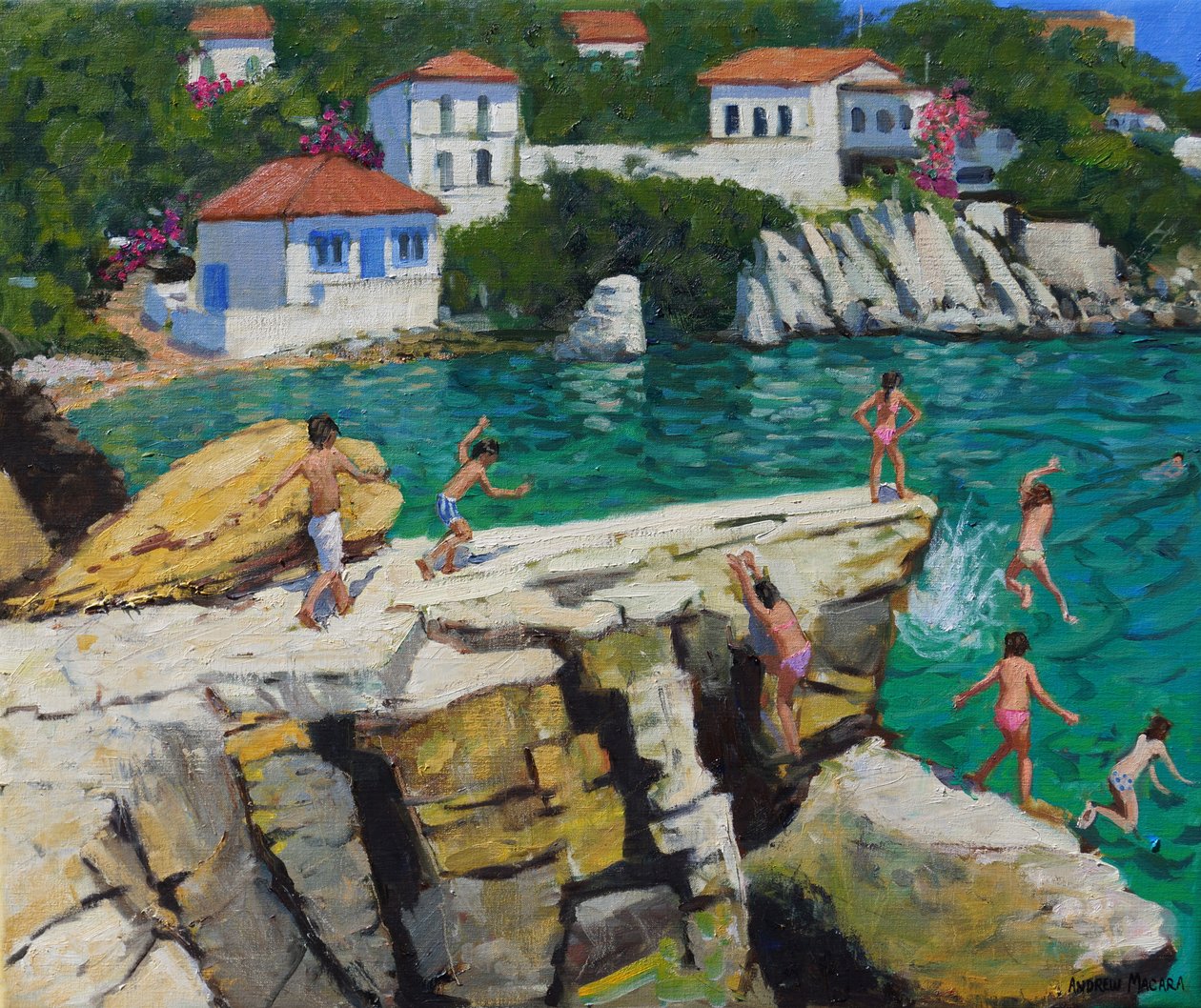 Saltando para o mar, placas, Skiathos, 2015, de Andrew Macara