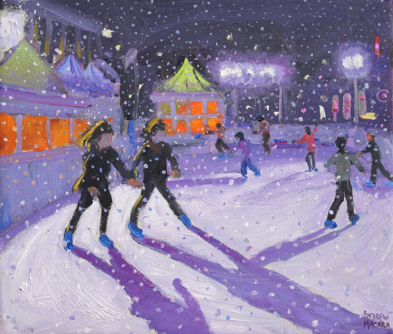 Patinadores noturnos, Derby, 2014 (óleo) de Andrew Macara