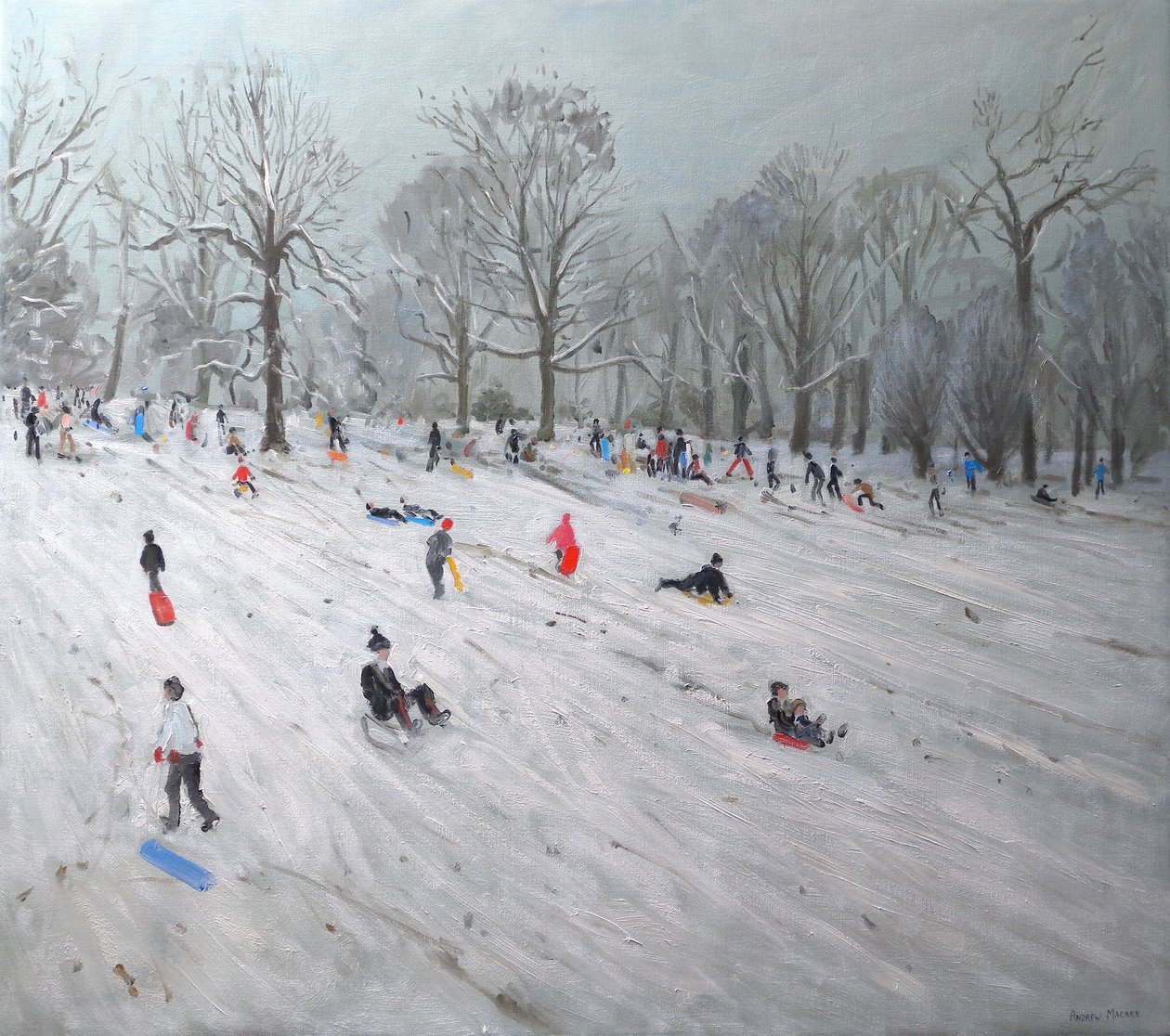 Tobogganers, Darley Park, 2009 (óleo em canavs) de Andrew Macara