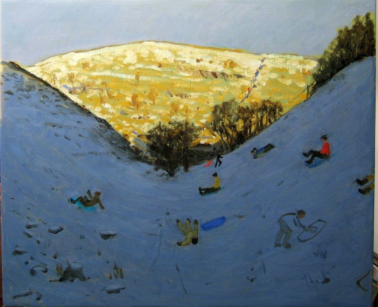 Vale e encosta iluminada pelo sol, Lathkill Dale, Derbyshire de Andrew Macara