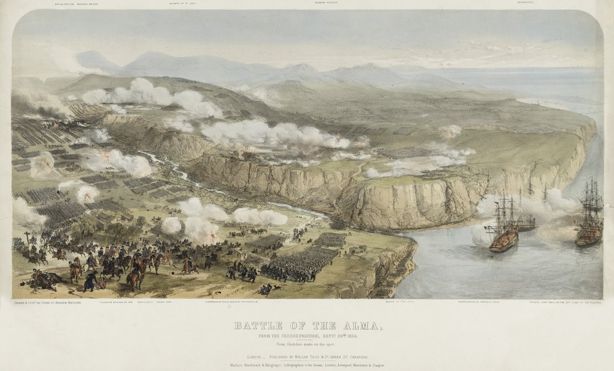 A Batalha da Alma da posição francesa em 20 de setembro de 1854, publicada por William Tegg and Company, 1854 de Andrew Maclane