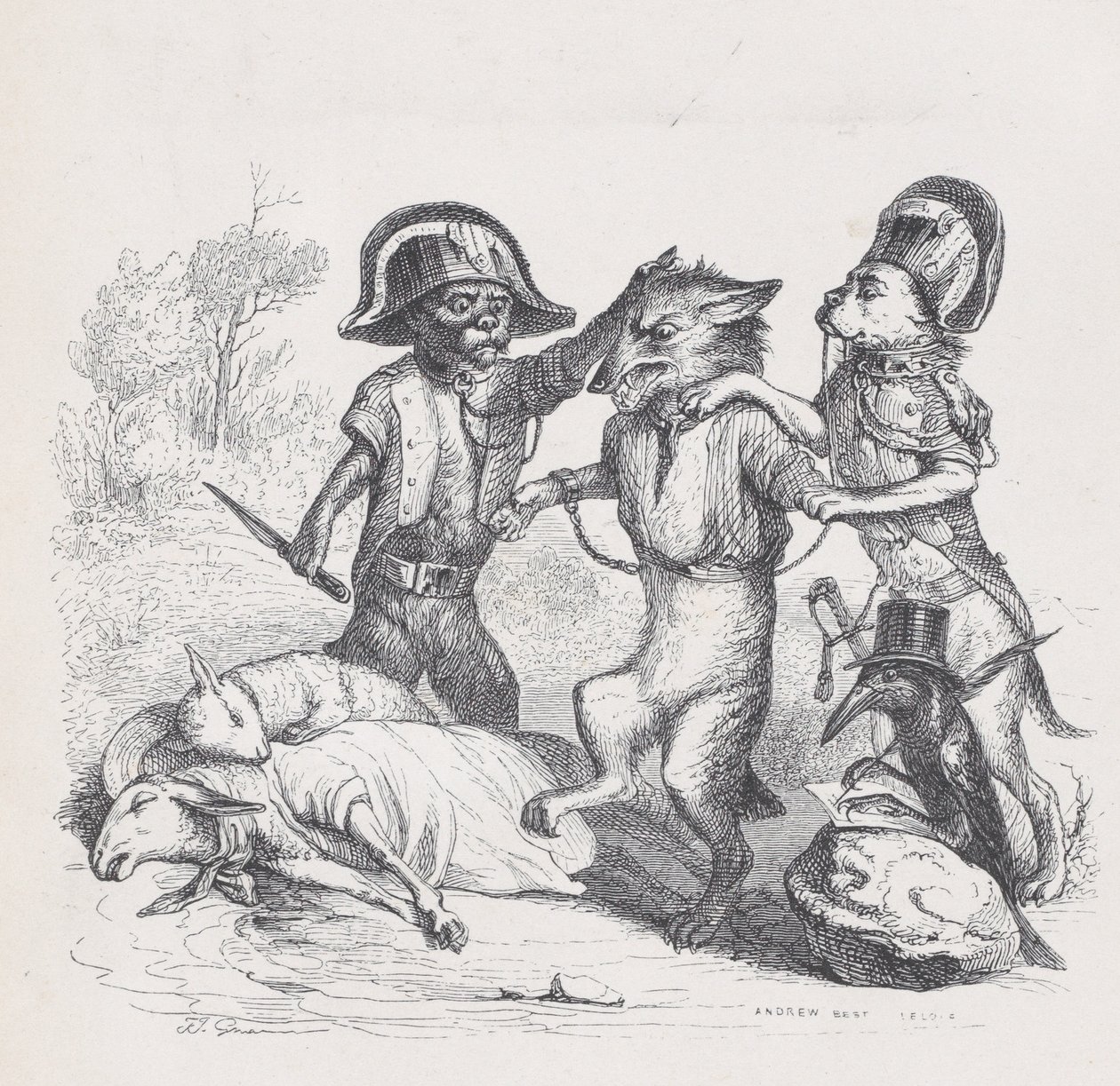 O autor deste ataque é um lobinho delicado de Scenes from the Private an..., ca. 1837-47. de Andrew Best Leloir