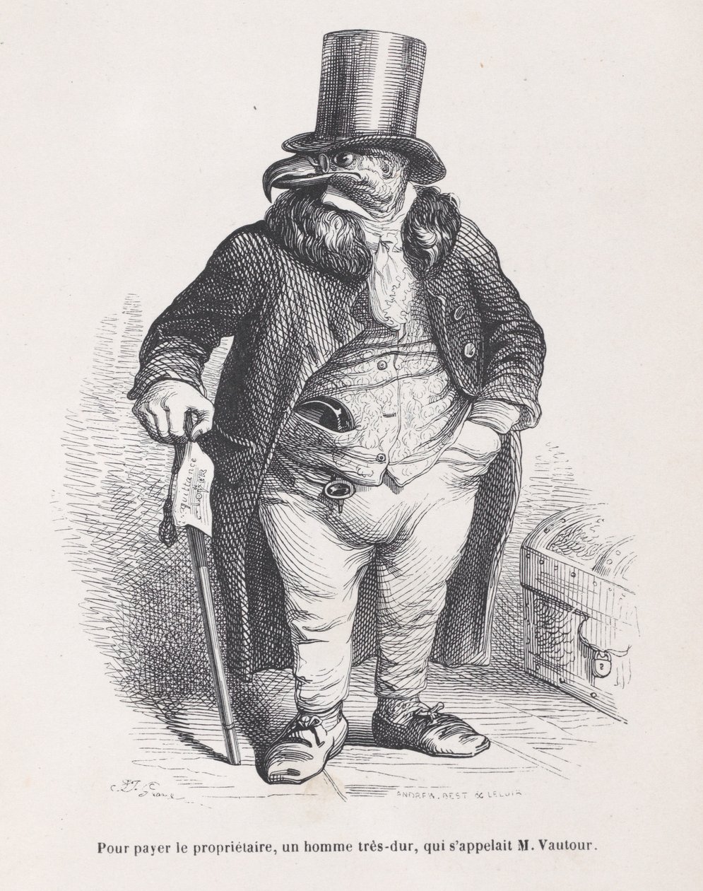 Para pagar ao senhorio, um homem muito duro, cujo nome era M. Vautour de Cenas de t..., ca. 1837-47. de Andrew Best Leloir