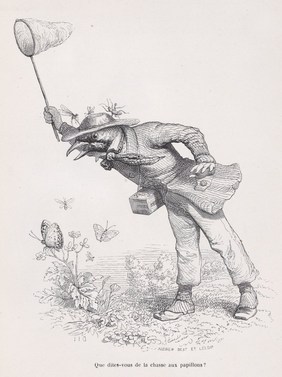 O que você diz sobre a caça às borboletas de Scenes from the Private and Public L..., ca. 1837-47. de Andrew Best Leloir