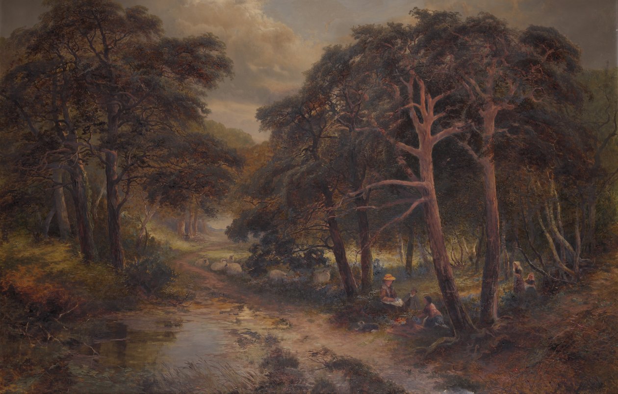 Entre os Bluebells (óleo sobre tela) de Andrew Brandish Holte