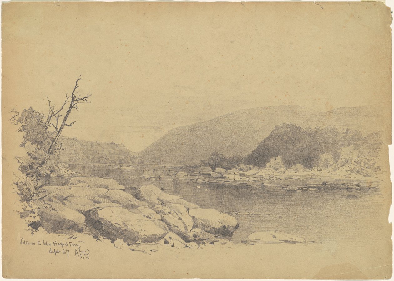 Rio Potomac abaixo da balsa de Harper de Andrew Fisher Bunner