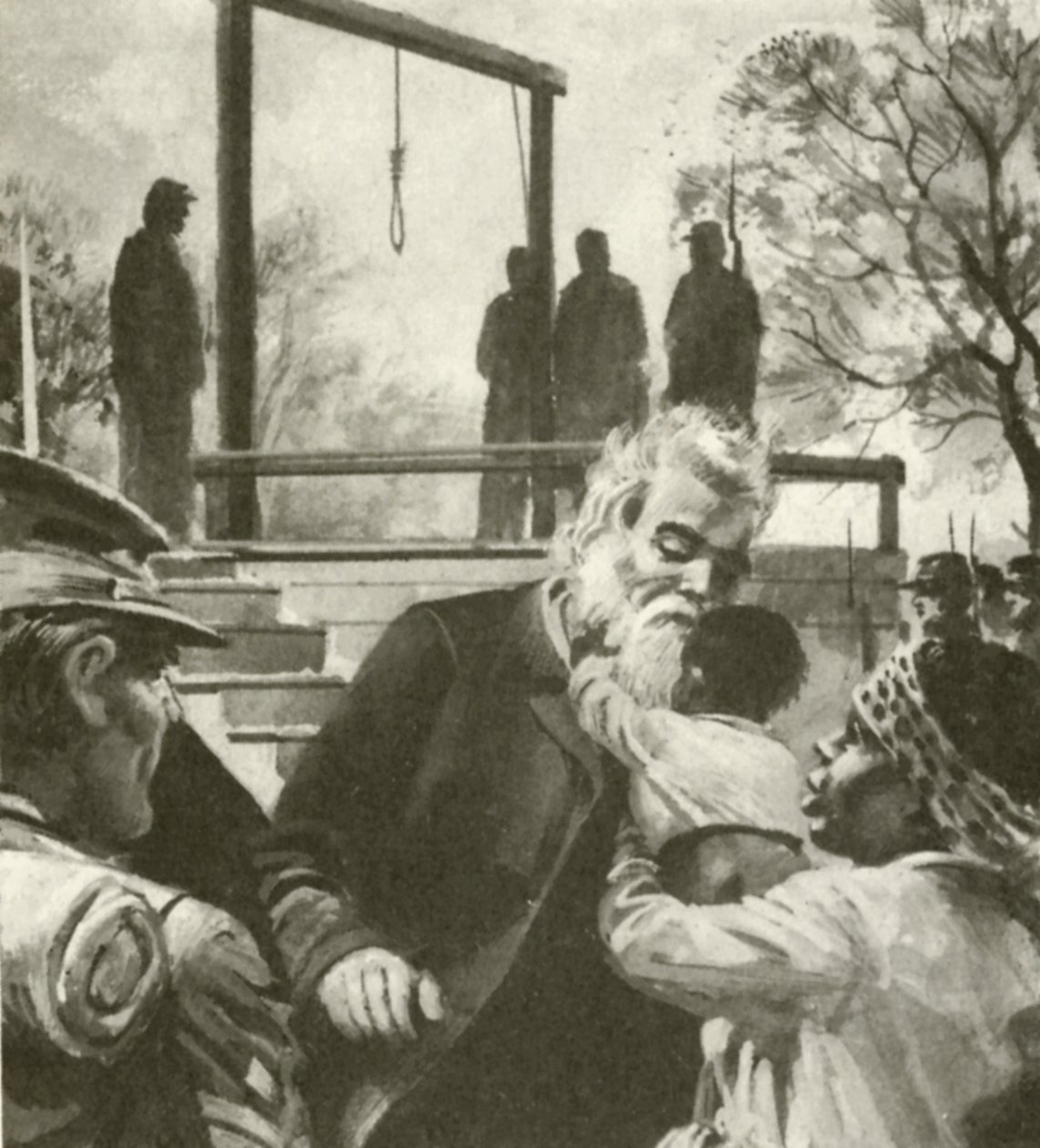 John Brown, a caminho da forca, parou para beijar uma criança negra (litografia) de Andrew Howat