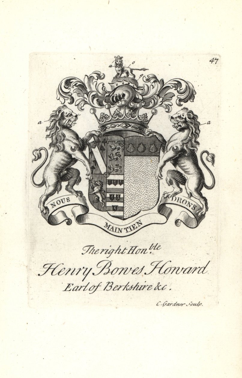 Brasão e brasão do honorável Henry Bowes Howard de Andrew Johnston