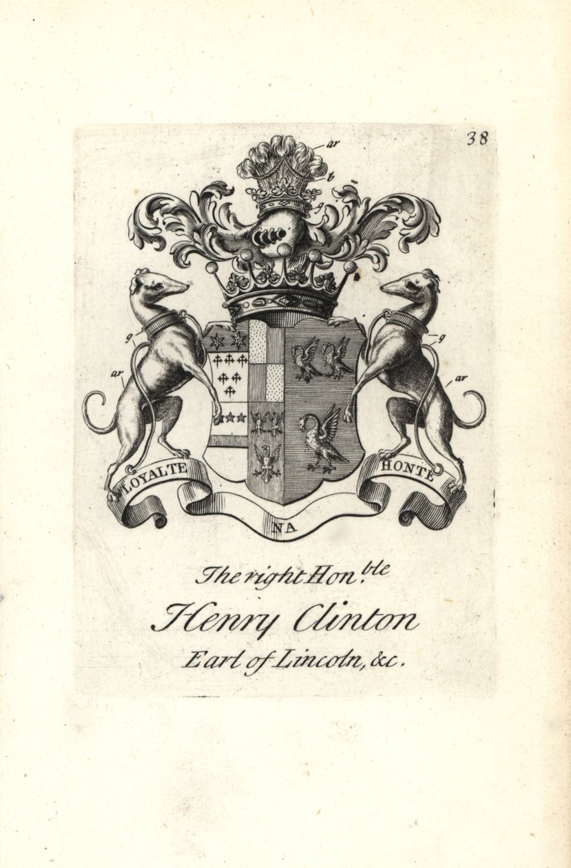 Brasão e brasão do honorável Henry Clinton, 7º Conde de Lincoln de Andrew Johnston