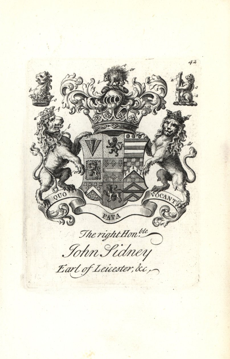 Brasão e brasão da honorável Jocelyn Sidney, 7º Conde de Leicester de Andrew Johnston