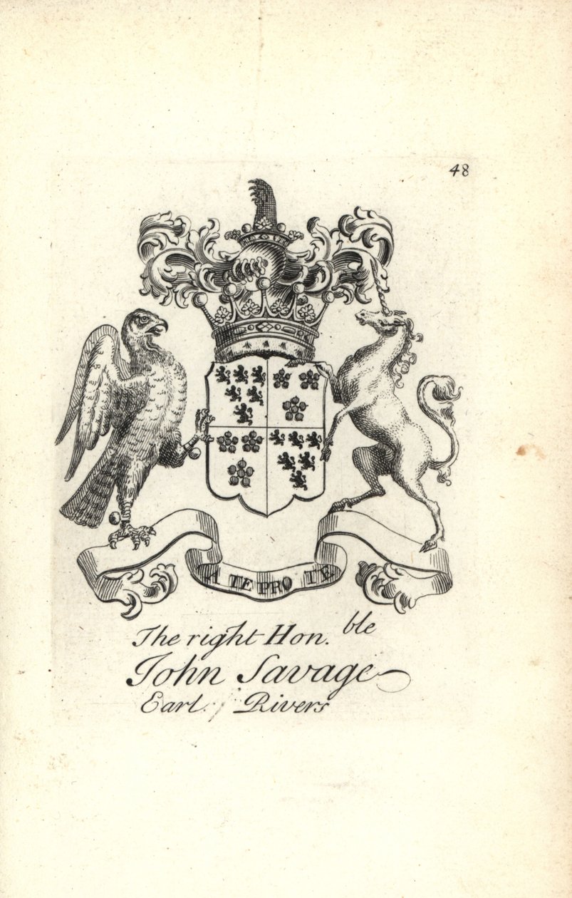 Brasão e brasão do honorável John Savage, 5º Conde dos Rios de Andrew Johnston