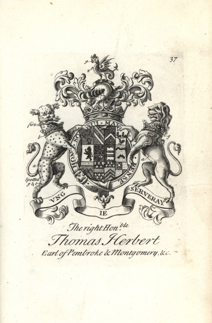 Brasão e brasão do honorável Thomas Herbert, 8º Conde de Pembroke e Montgomery de Andrew Johnston