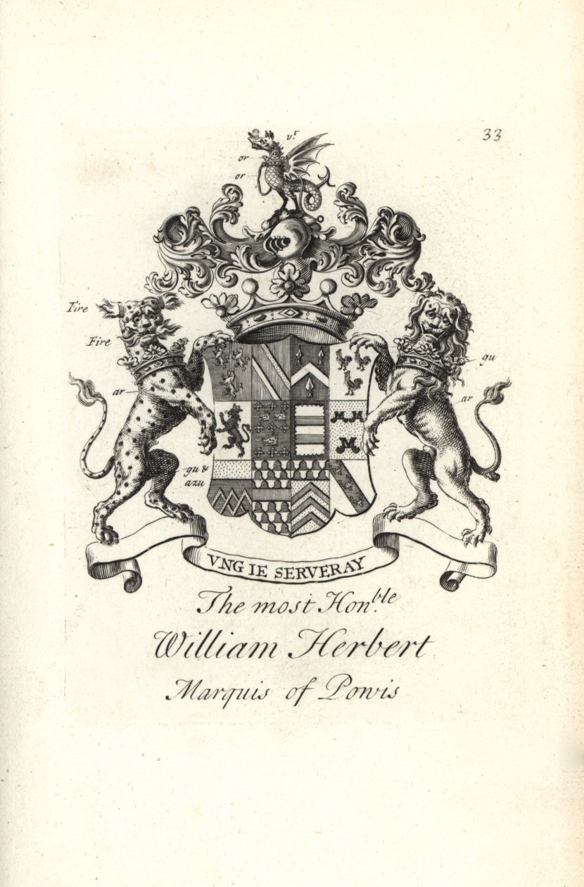 Brasão e brasão do honorável William Herbert, 2º Marquês de Powis de Andrew Johnston