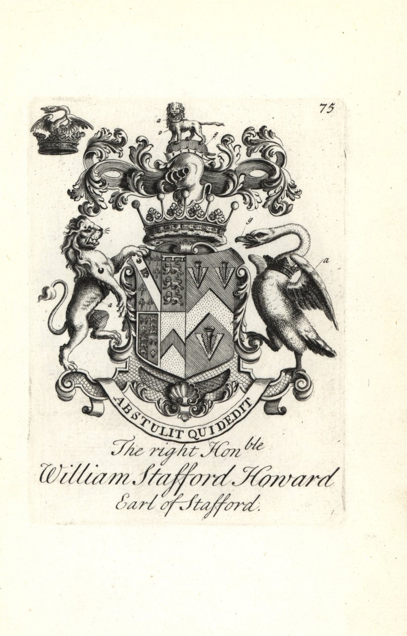 Brasão e brasão do honorável William Stafford Howard, 2º Conde de Stafford de Andrew Johnston