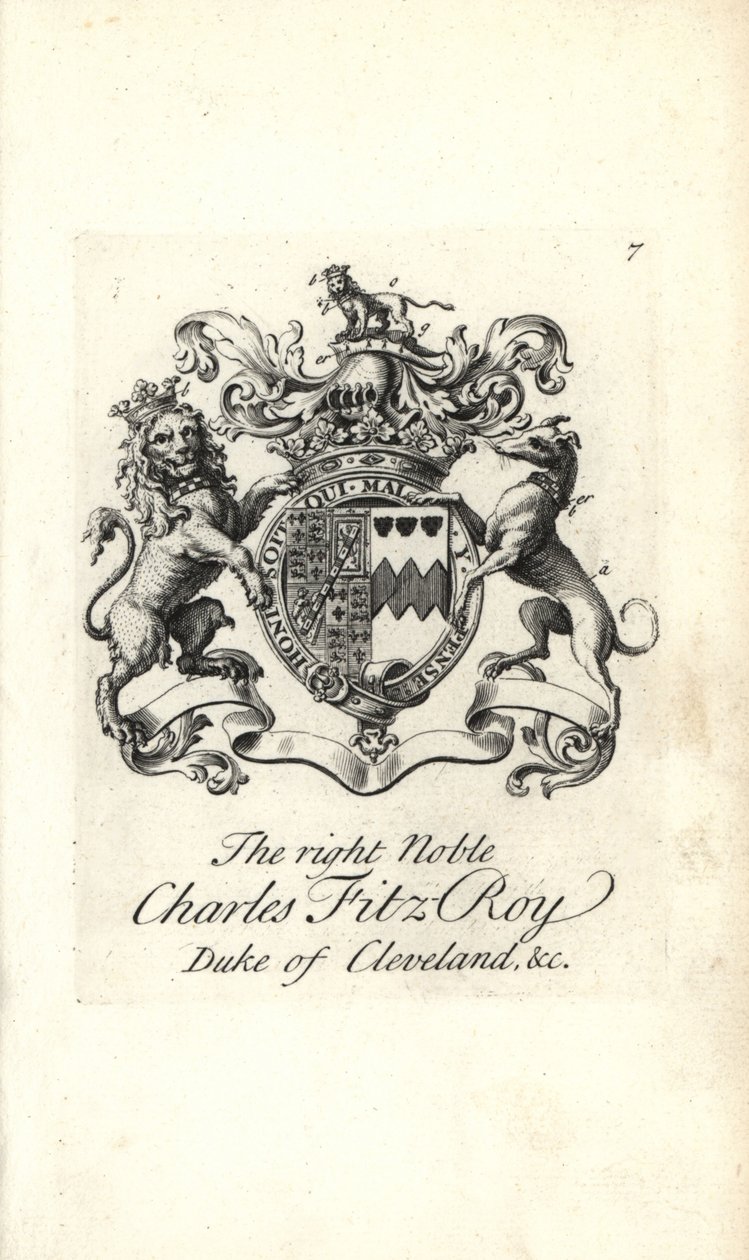 Brasão e brasão do nobre direito Charles Fitz-Roy, 2º Duque de Cleveland de Andrew Johnston