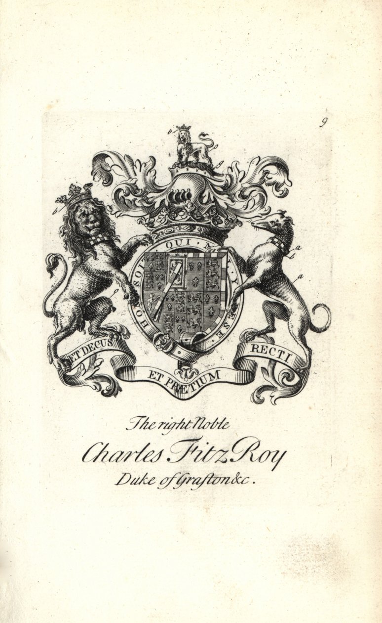 Brasão e brasão do nobre direito Charles FitzRoy, 2º Duque de Grafton de Andrew Johnston