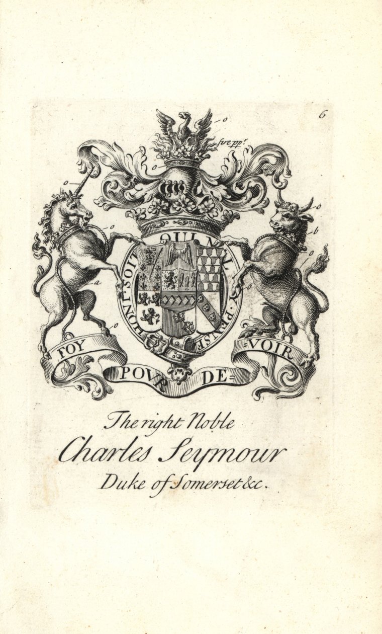 Brasão e brasão do nobre direito Charles Seymour, 6º Duque de Somerset de Andrew Johnston