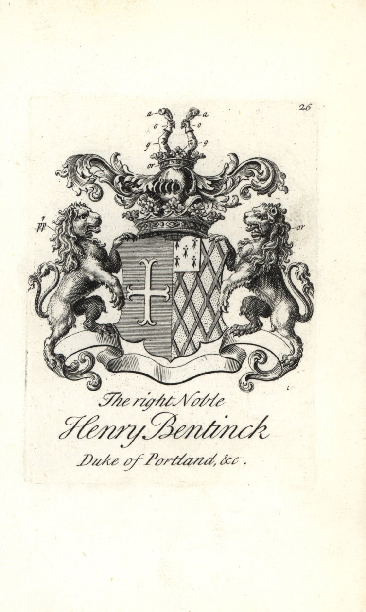 Brasão e brasão do nobre e direito Henry Bentinck de Andrew Johnston