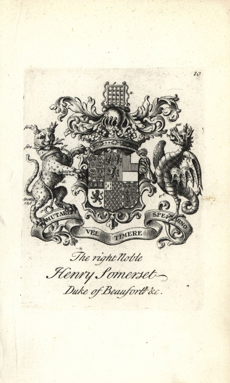 Brasão e brasão do nobre e direito Henry Somerset, 2º Duque de Beaufort de Andrew Johnston