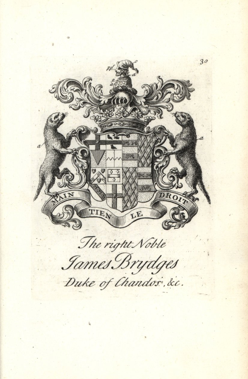 Brasão e brasão do nobre James Brydges, Duque de Chandos de Andrew Johnston