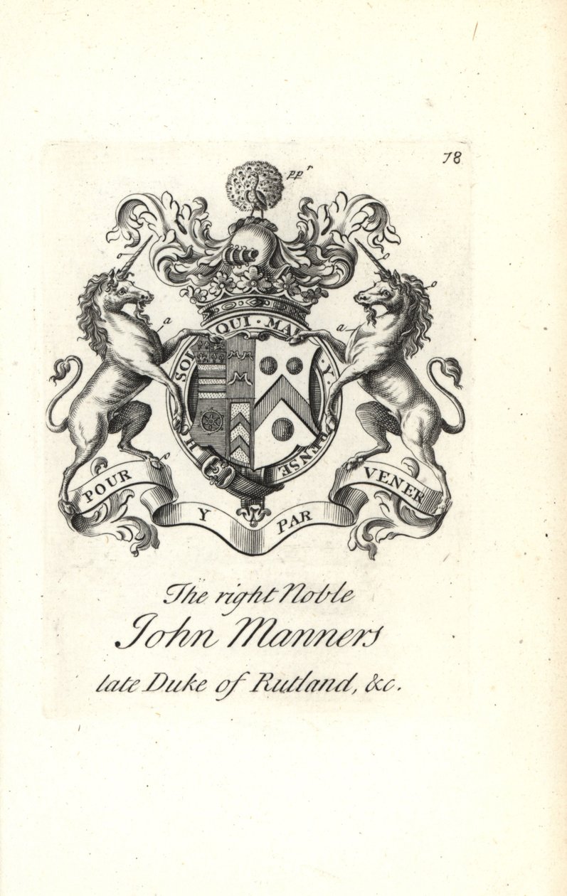 Brasão e brasão do nobre John Manners, 2º Duque de Rutland de Andrew Johnston
