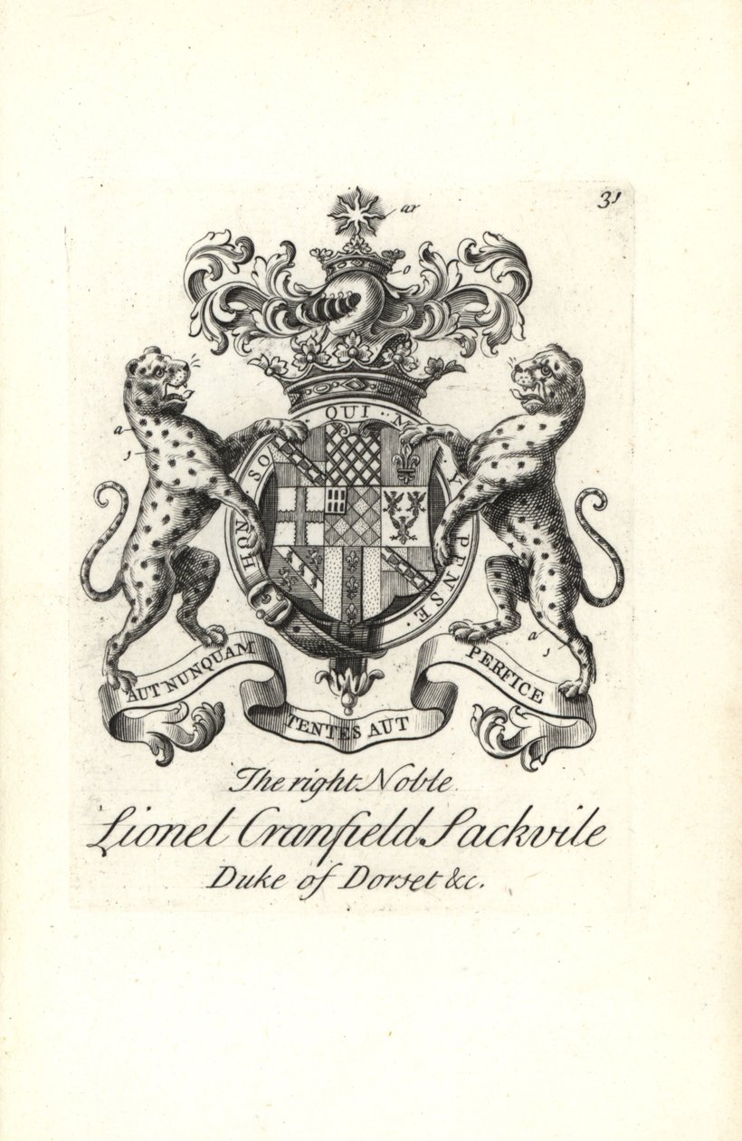 Brasão e brasão do nobre direito Lionel Cranfield Sackville, Duque de Dorset de Andrew Johnston