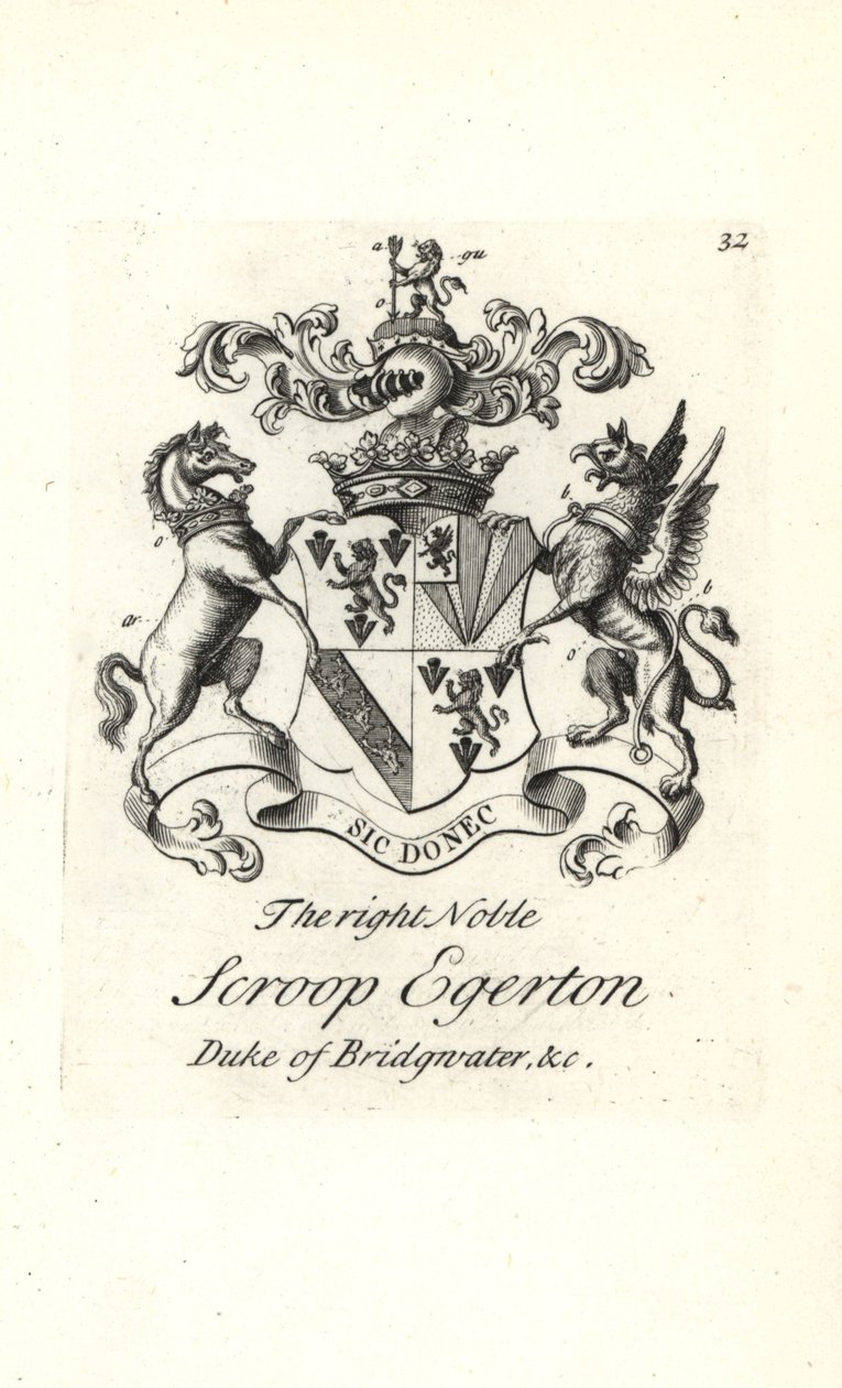Brasão e brasão do nobre escroba Egerton de Andrew Johnston