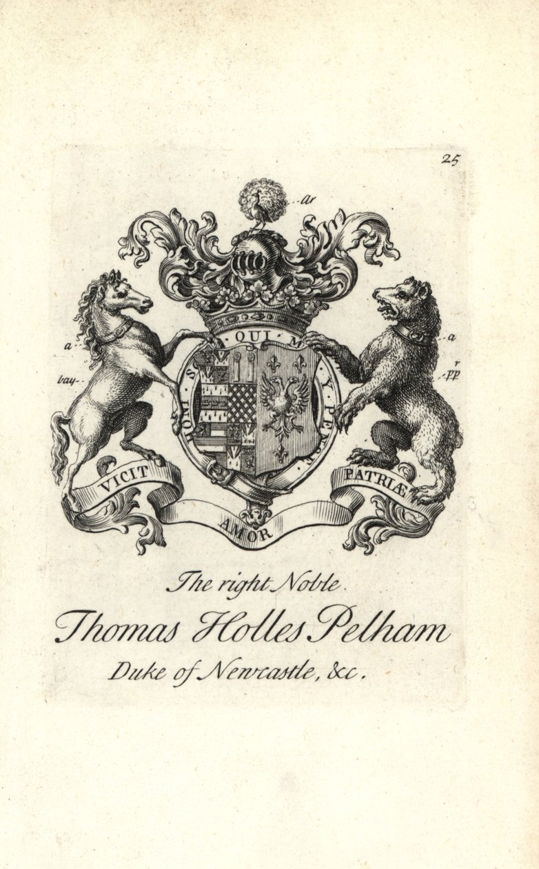 Brasão e brasão do nobre Thomas Holles Pelham de Andrew Johnston