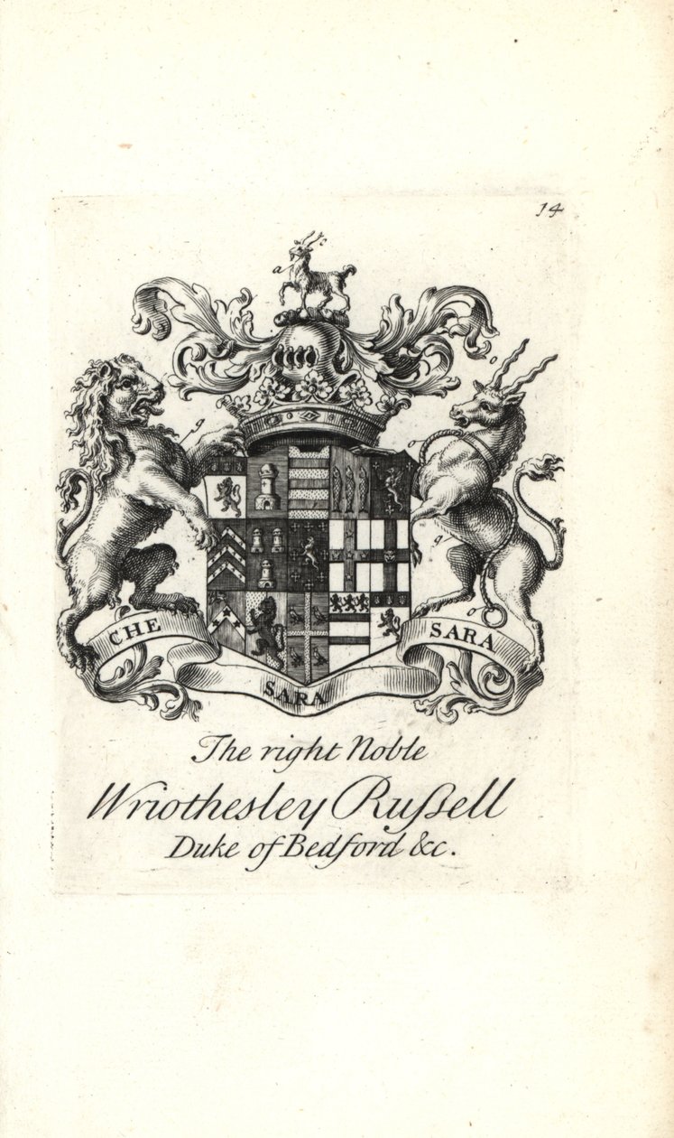 Brasão e brasão do nobre direito Wriothesley Russell, 3º Duque de Bedford de Andrew Johnston