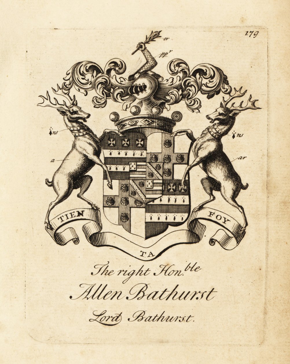 Brasão de armas do honorável Allen Bathurst, Lord Bathurst de Andrew Johnston