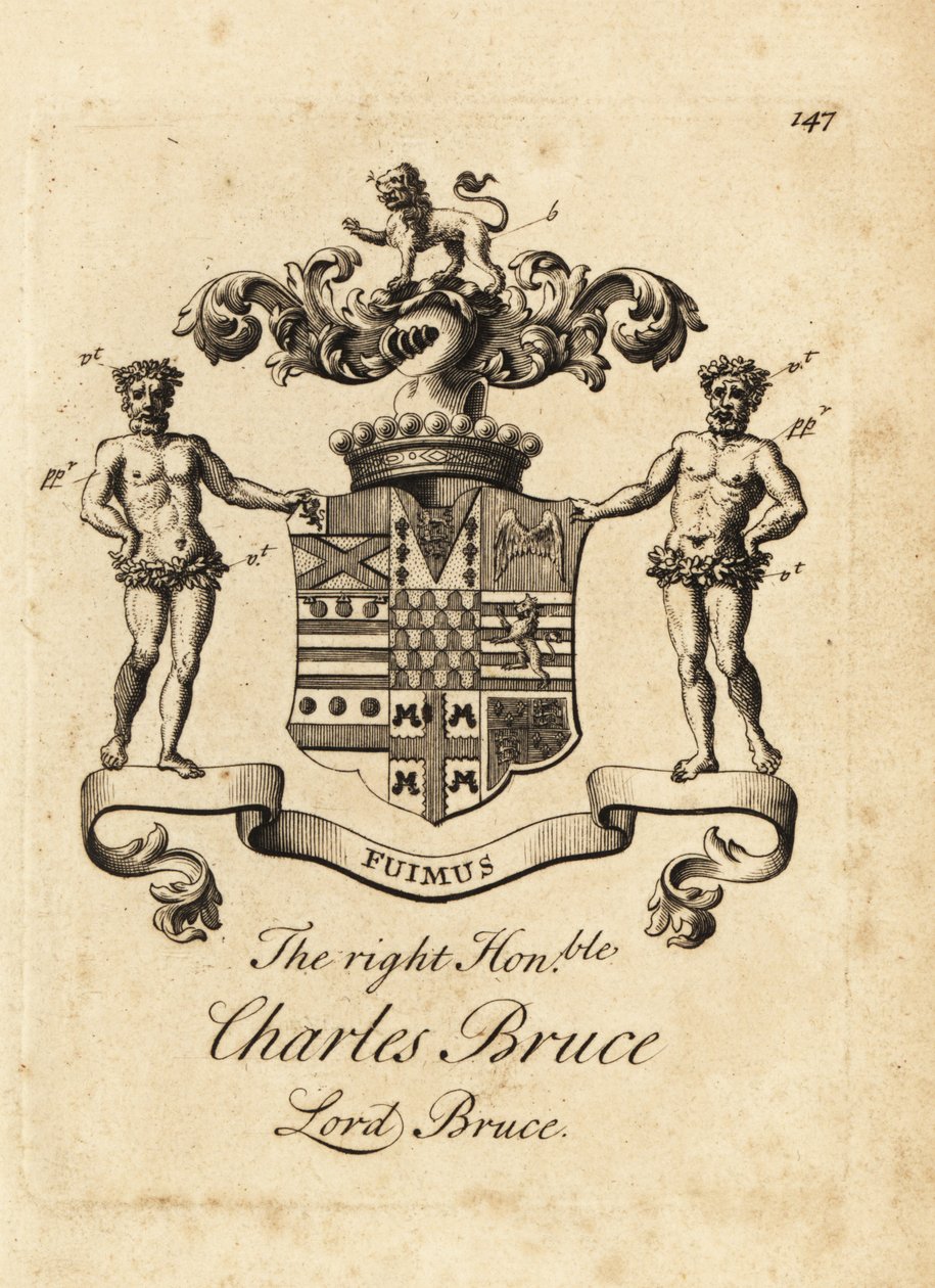 Brasão do Honorável Charles Bruce, Lord Bruce, 3º Conde de Ailesbury, 4º Conde de Elgin de Andrew Johnston