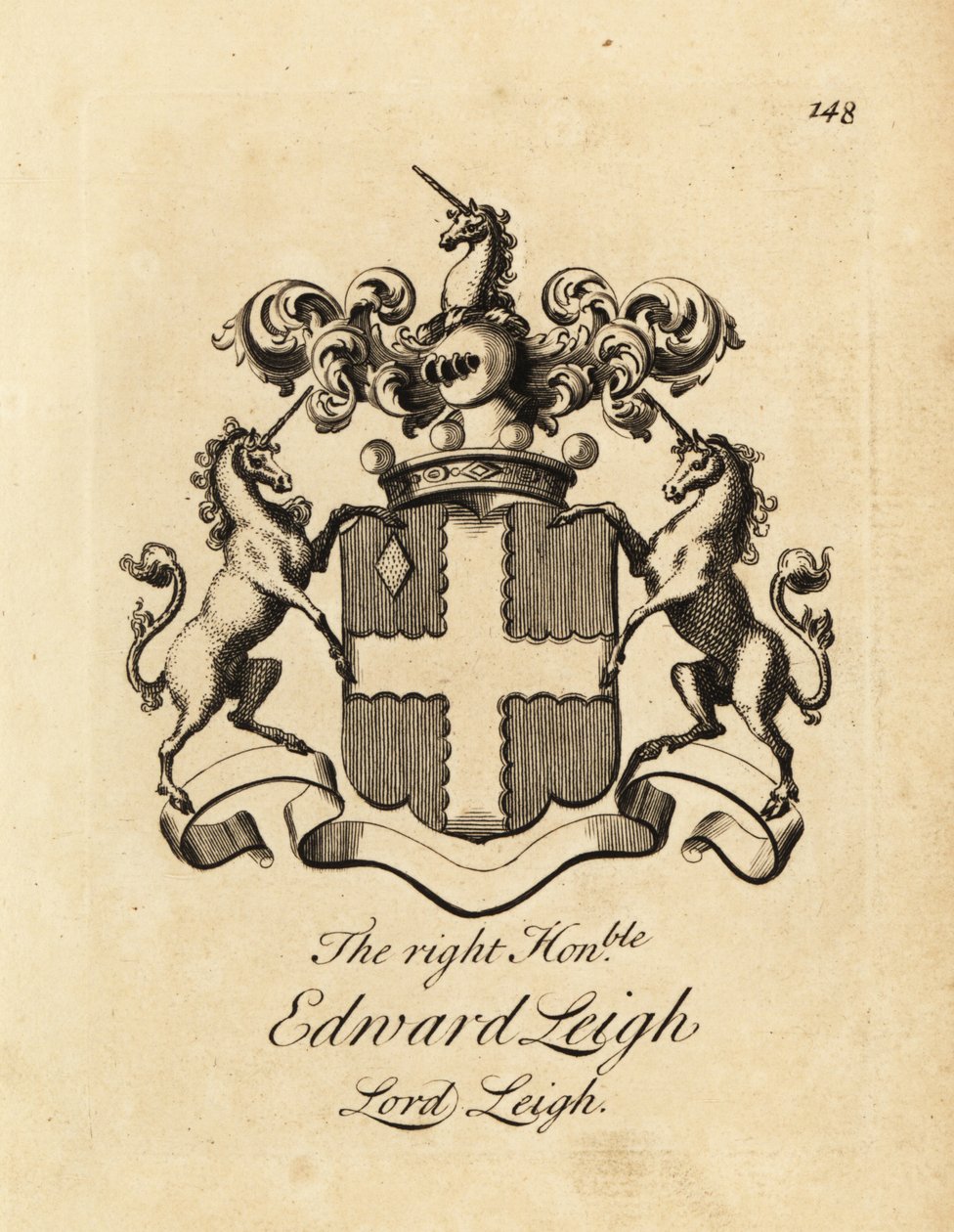 Escudo de armas do Honorável Edward Leigh, Lord Leigh, 3º Barão Leigh de Andrew Johnston