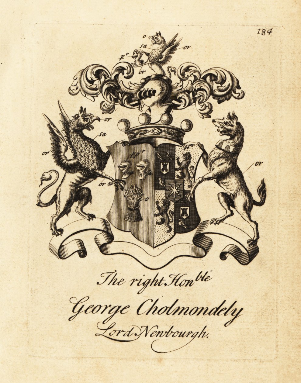 Brasão do Honorável George Cholmondely, Lord Newbourgh, 2º Conde de Cholmondeley de Andrew Johnston