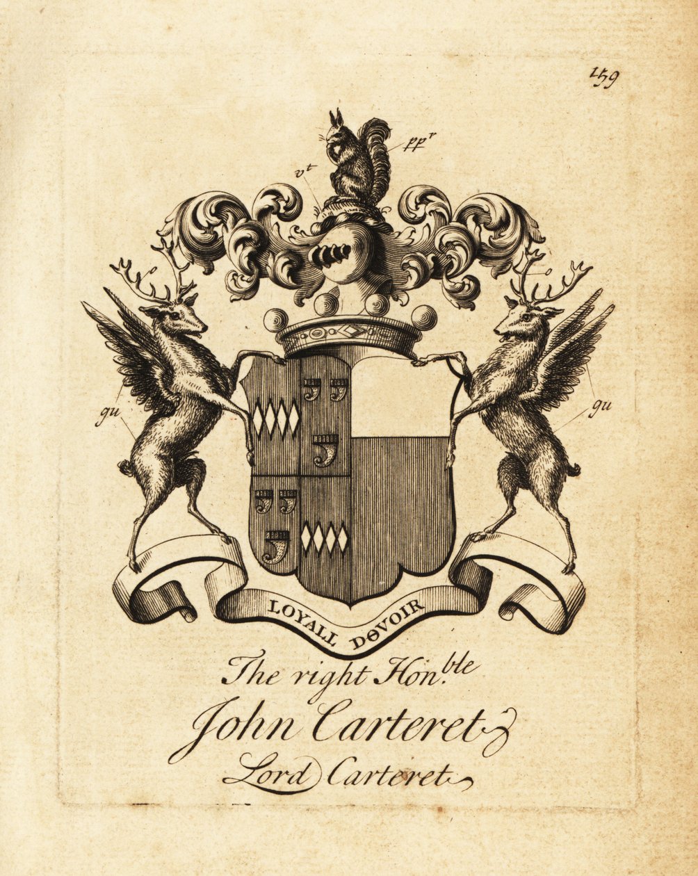 Brasão do Honorável John Carteret, Lord Carteret, 2º Conde Granville, 7º Seigneur de Sark de Andrew Johnston