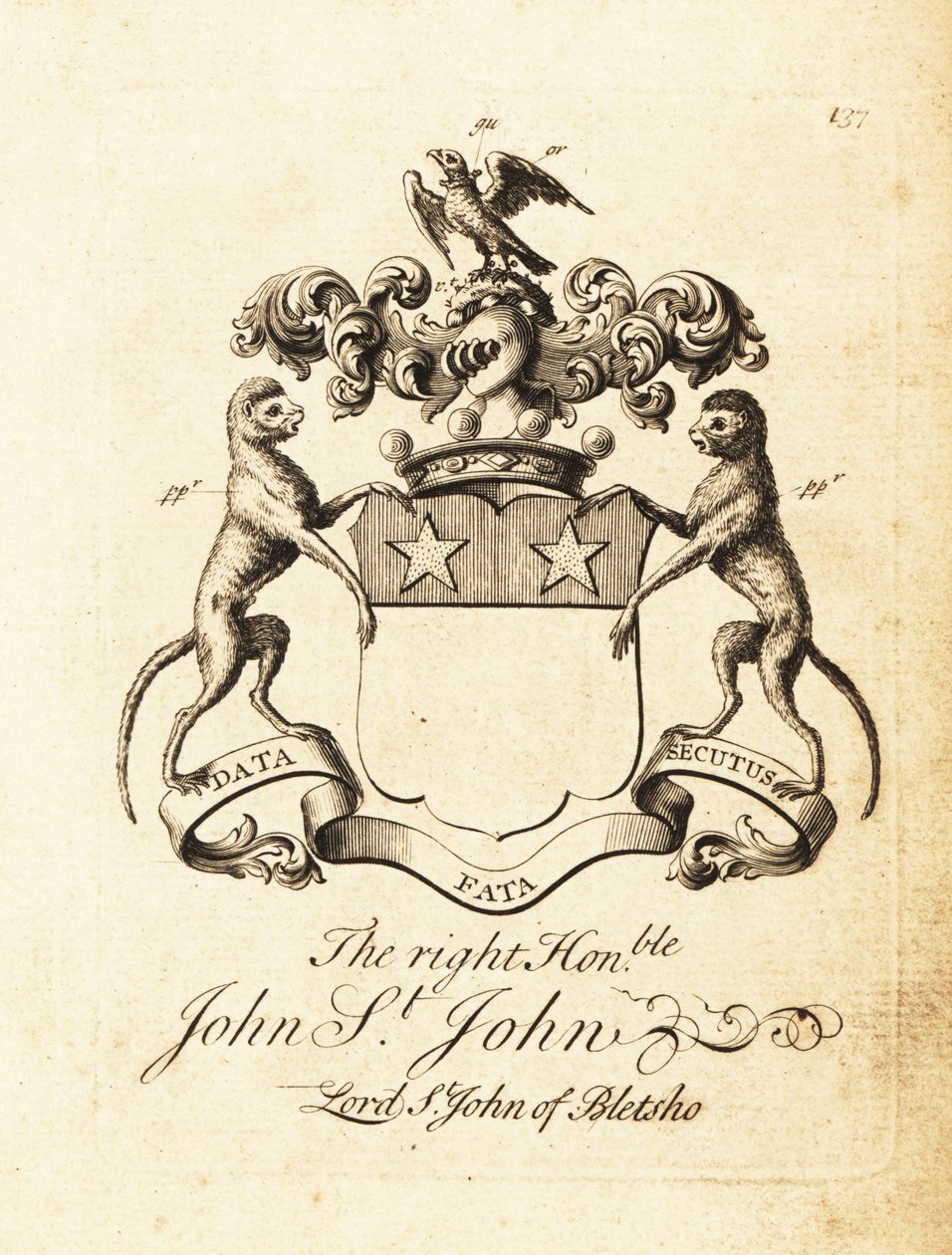 Escudo de armas do honorável John St de Andrew Johnston