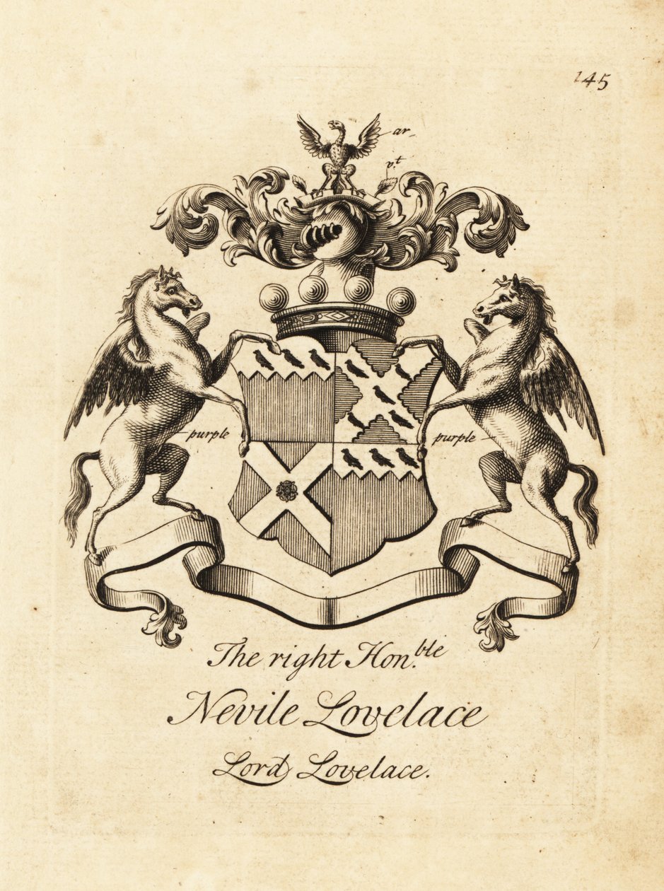 Brasão do Honorável Nevile Lovelace, Lord Lovelace, 6º Barão Lovelace de Andrew Johnston
