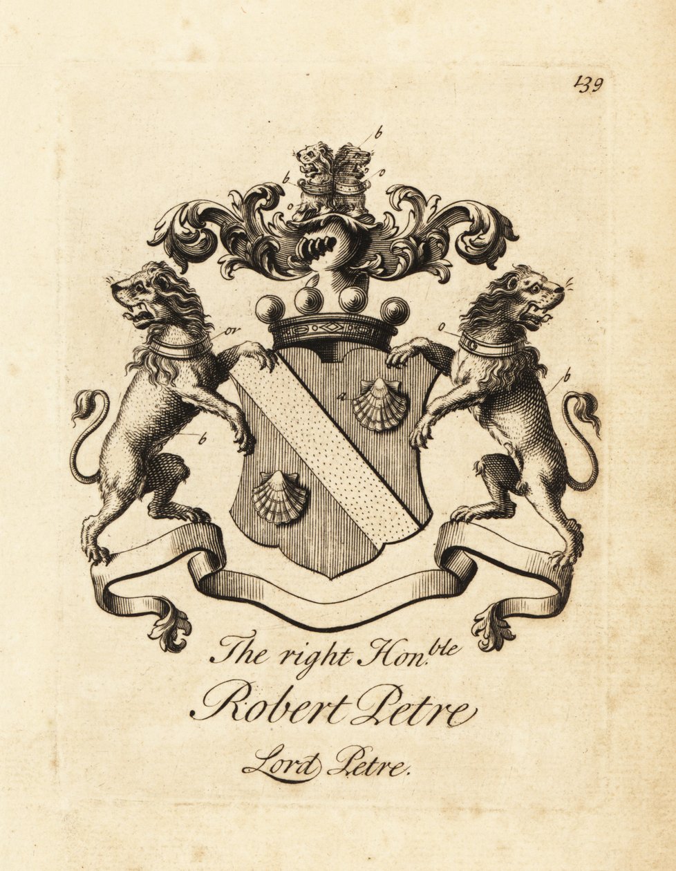 Brasão do Honorável Robert Petre, Lord Petre, 8º Barão Petre de Andrew Johnston