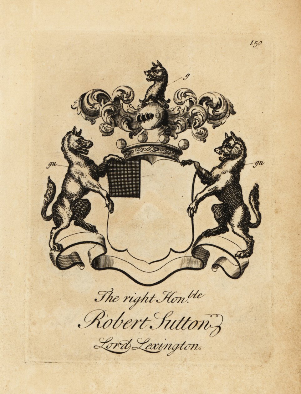 Brasão do Honorável Robert Sutton, Lord Lexington, 2º Barão Lexington (1662-1723) de Andrew Johnston