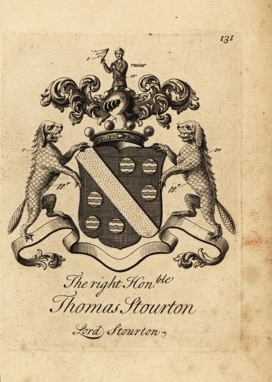 Escudo de armas do honorável Thomas Stourton de Andrew Johnston
