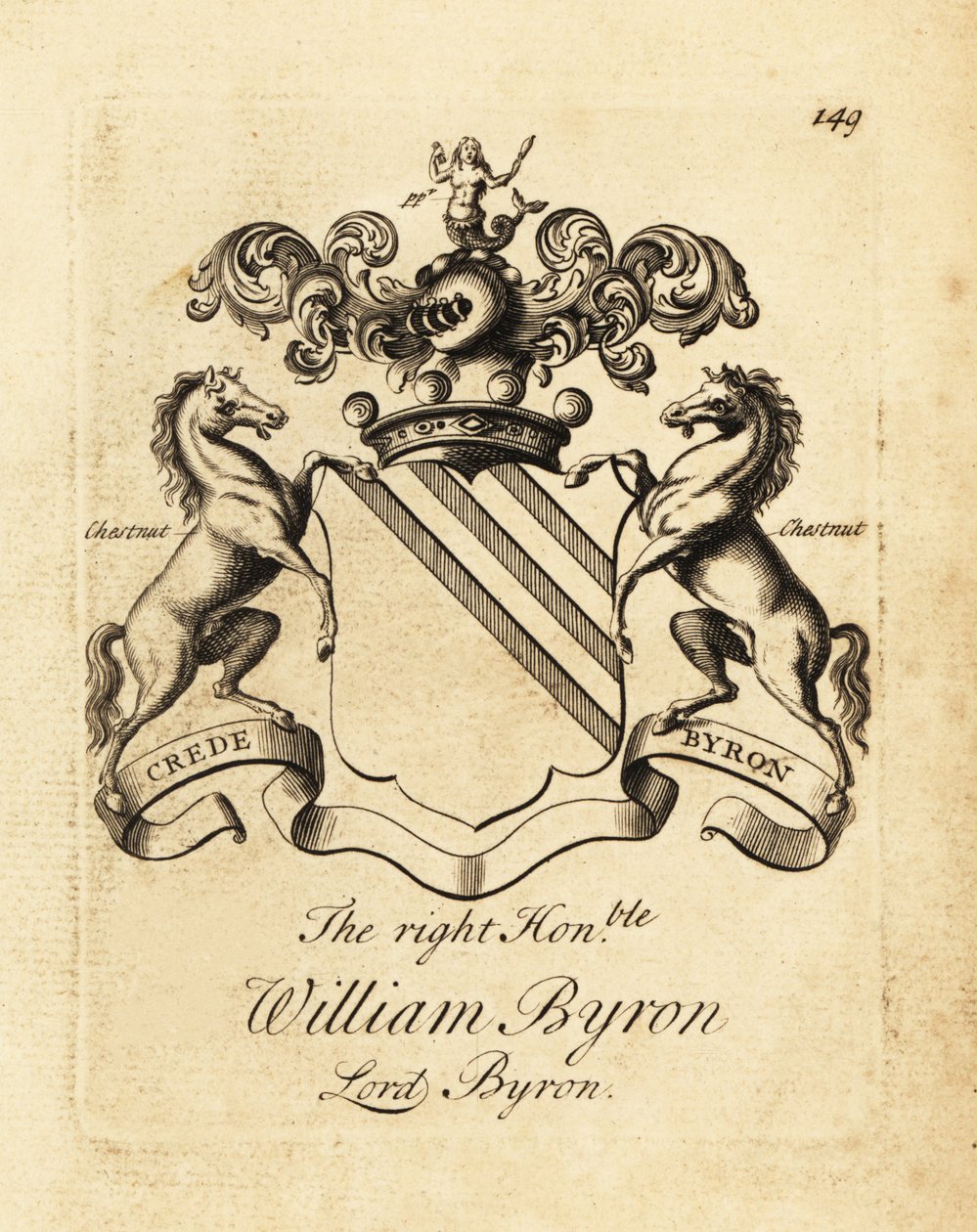 Brasão do Honorável William Byron, Lord Byron, 4º Barão Byron (1670-1736) de Andrew Johnston