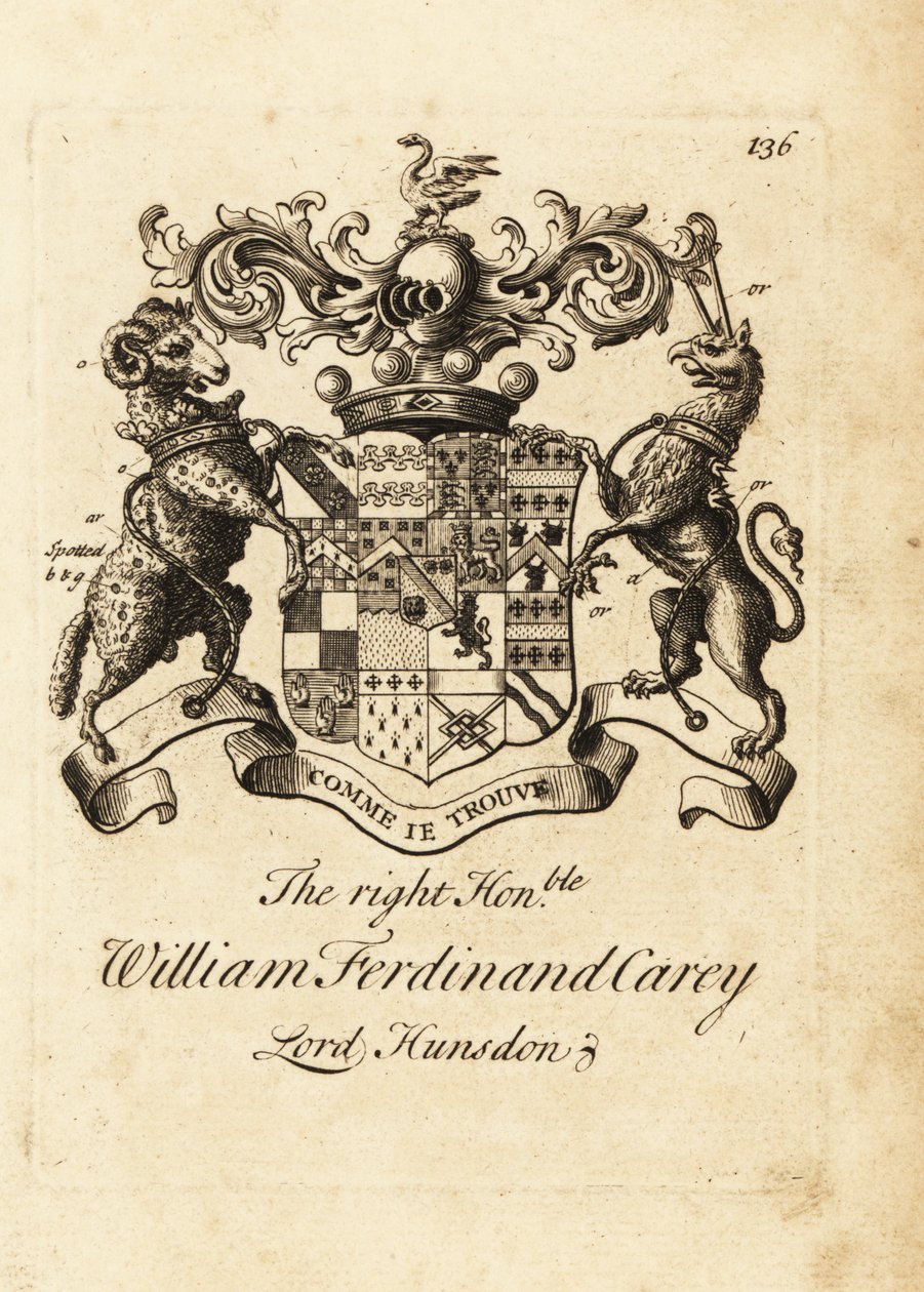 Brasão do Honorável William Ferdinand Carey, 8º Barão Hundsen, Lord Hunsdon de Andrew Johnston