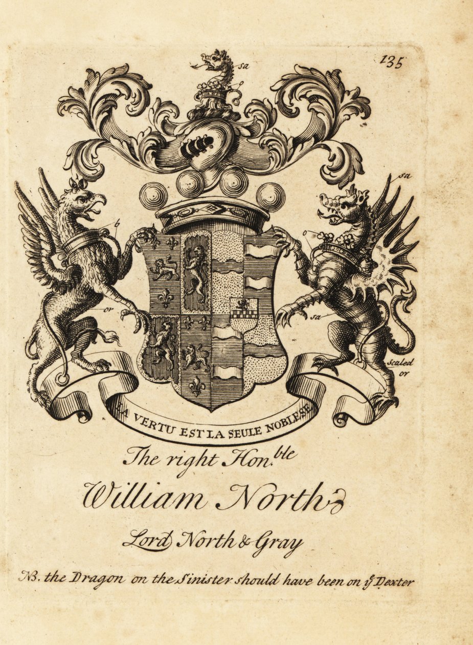 Brasão do Honorável William North, Lord North & Gray, 6º Barão North, 2º Barão Grey de Andrew Johnston