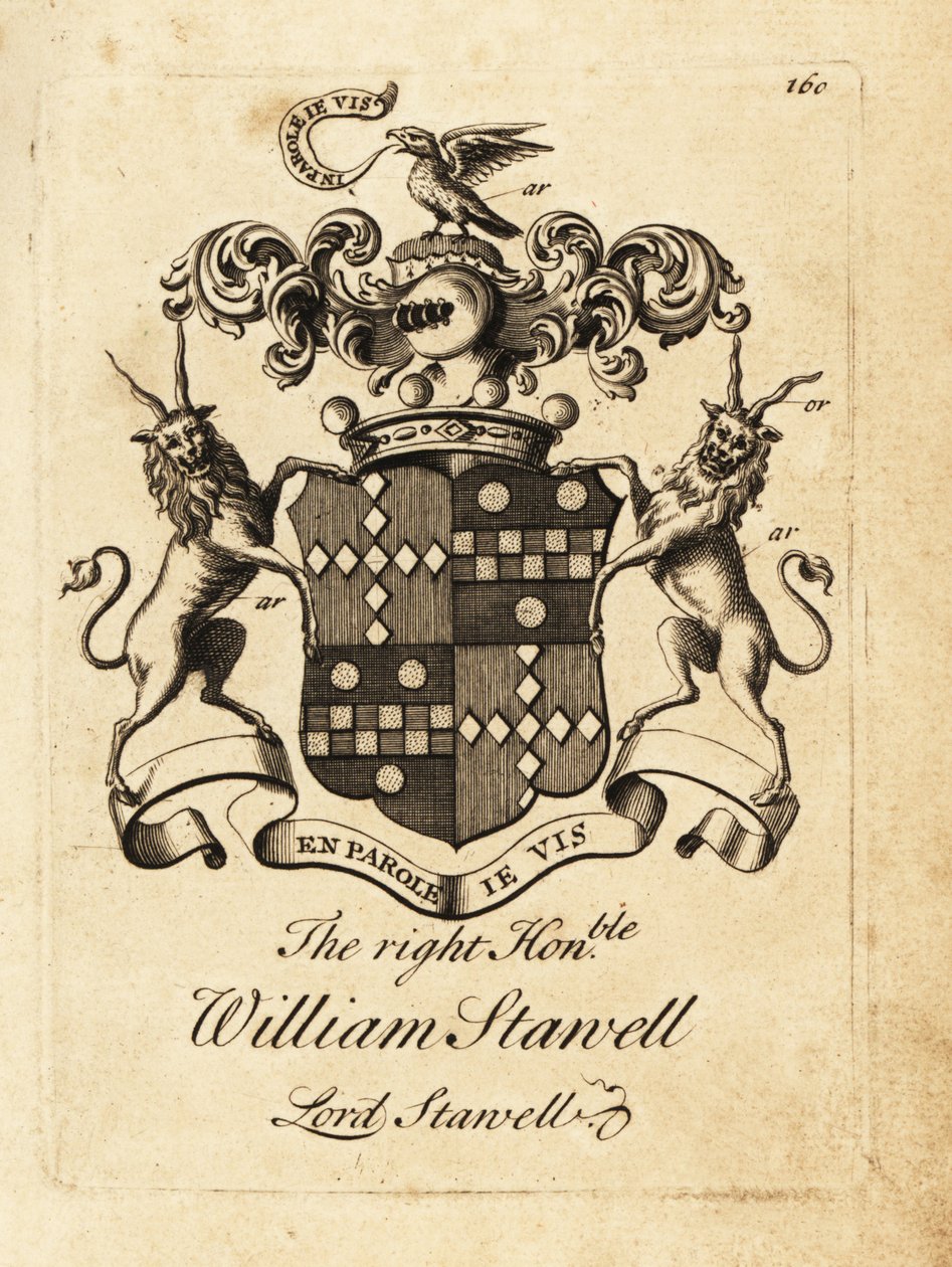 Brasão do Honorável William Stawell, Lord Stawell, 3º Barão Stawell (falecido em 1742) de Andrew Johnston